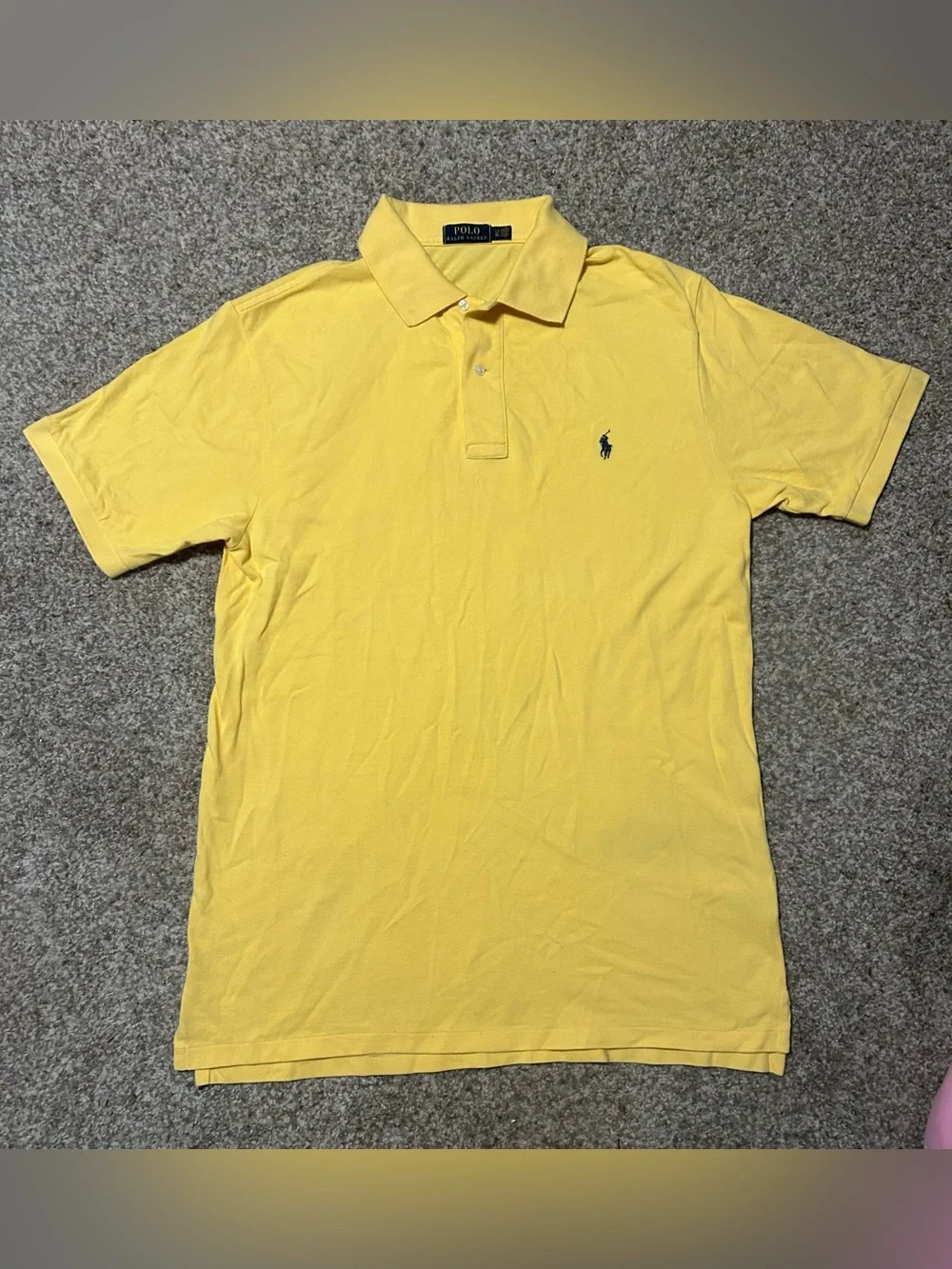 Ralph Lauren Yellow Polo Shirt with Navy Pony - Size Large Tall